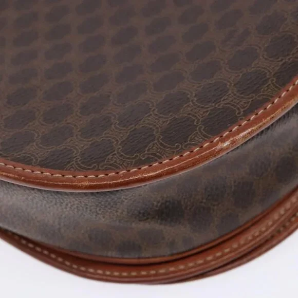 Authentic CELINE Macadam Canvas Shoulder Bag PVC Leather Brown Gold - Picture 5 of 16